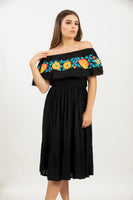 "Ari" Embroidered Off Shoulder Summer Dress